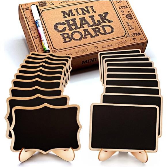 Mini Chalkboard Signs, 20 Pack Framed Small Chalkboard Labels with Easel Stand - Picture 1 of 6